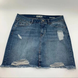 Rewash Brand Vintage Reunion Frayed Denim Skirt